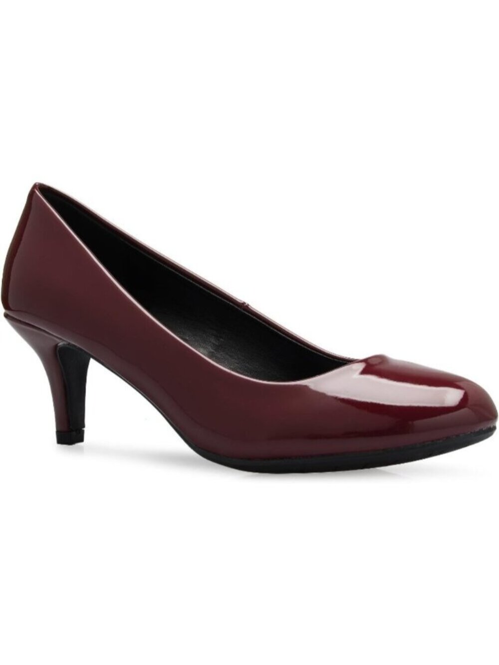 Women's Wine Stylish Comfort Pumps Classic Round Toe Kitten Low Mid Heel Dress